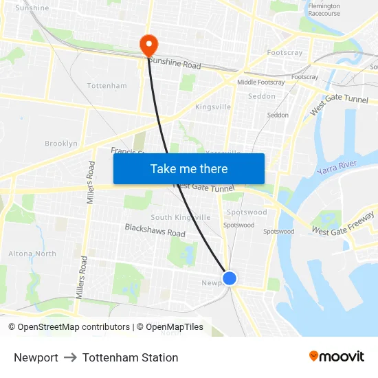 Newport to Tottenham Station map