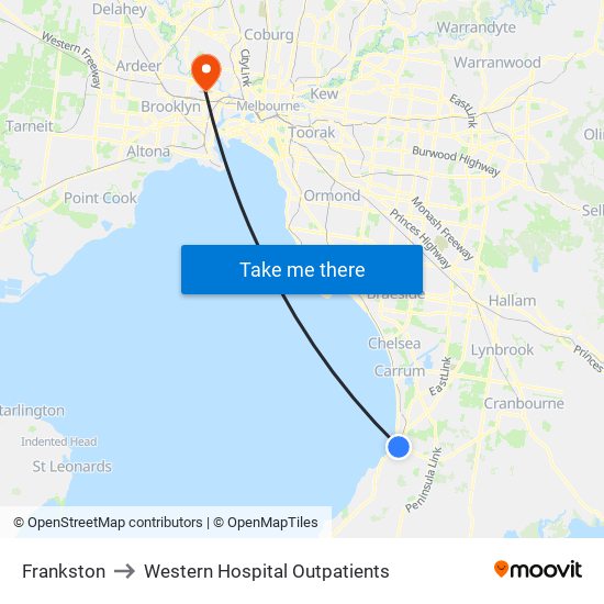 Frankston to Western Hospital Outpatients map