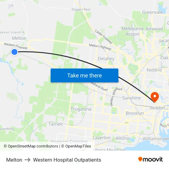 Melton to Western Hospital Outpatients map