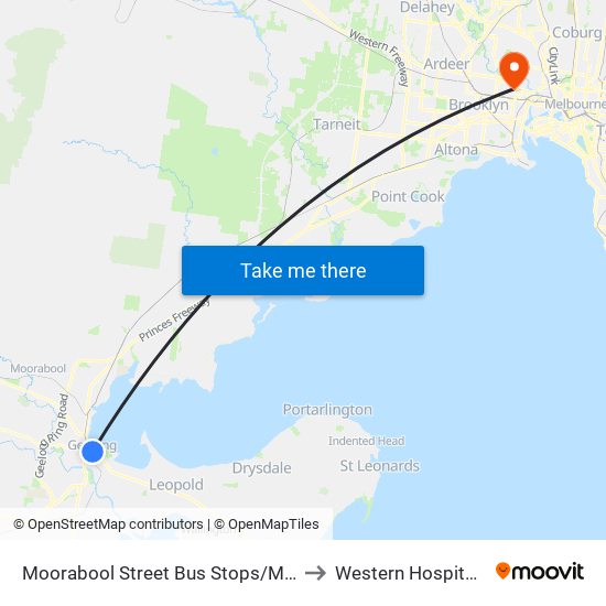 Moorabool Street Bus Stops/Moorabool St (Geelong) to Western Hospital Outpatients map