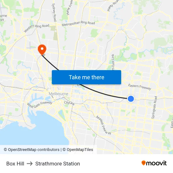 Box Hill to Strathmore Station map