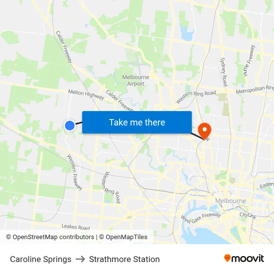Caroline Springs to Strathmore Station map