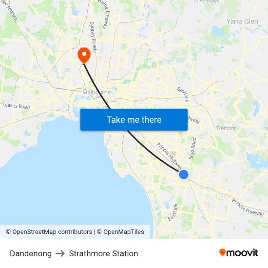 Dandenong to Strathmore Station map