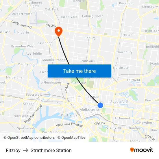 Fitzroy to Strathmore Station map