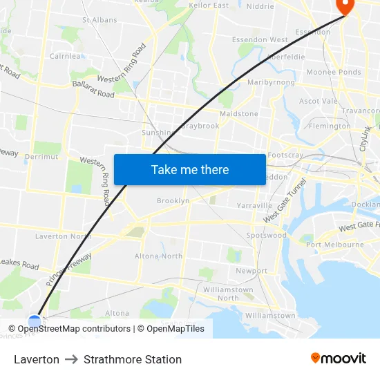 Laverton to Strathmore Station map