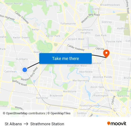 St Albans to Strathmore Station map
