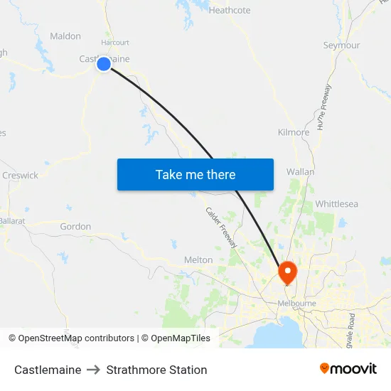 Castlemaine to Strathmore Station map