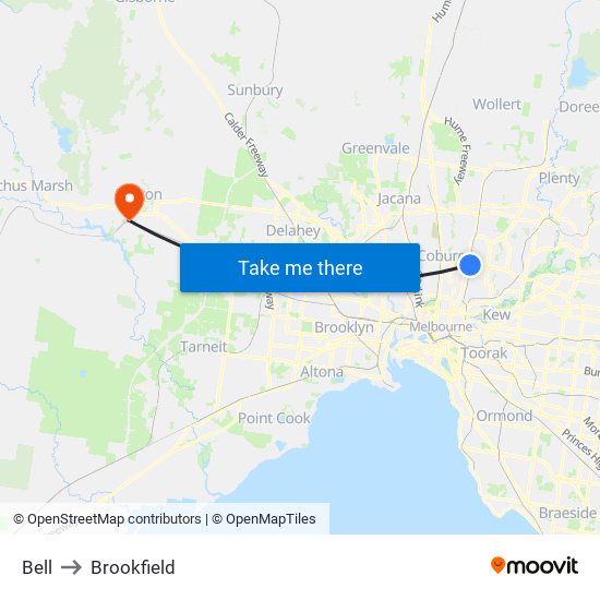 Bell to Brookfield map