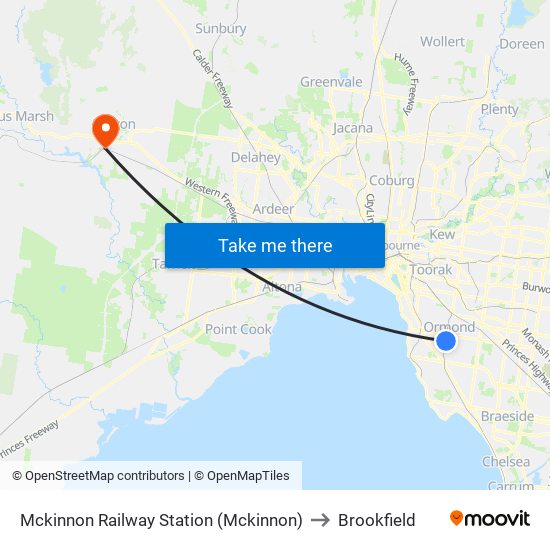 Mckinnon Railway Station (Mckinnon) to Brookfield map