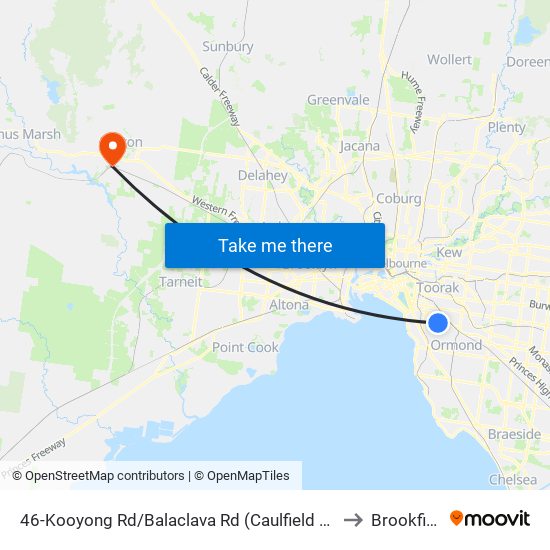 46-Kooyong Rd/Balaclava Rd (Caulfield North) to Brookfield map