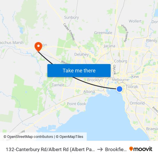 132-Canterbury Rd/Albert Rd (Albert Park) to Brookfield map