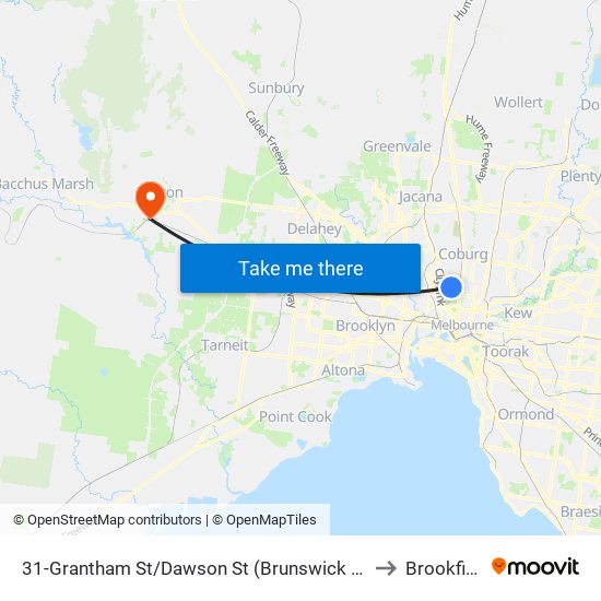 31-Grantham St/Dawson St (Brunswick West) to Brookfield map