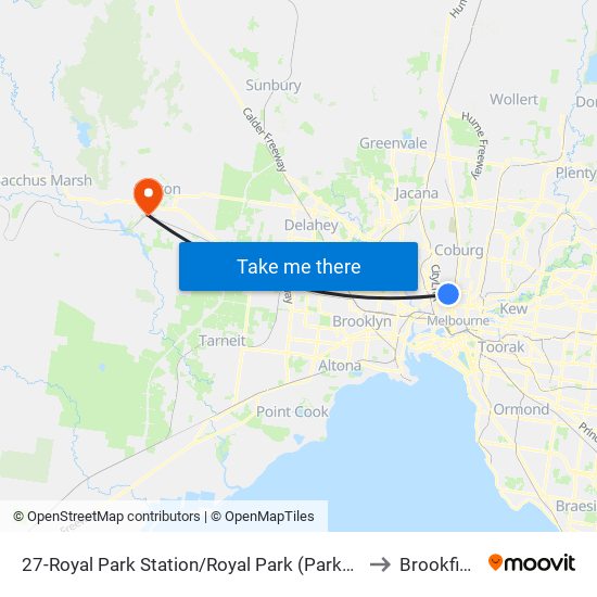 27-Royal Park Station/Royal Park (Parkville) to Brookfield map