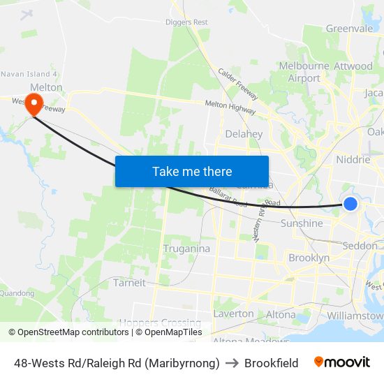 48-Wests Rd/Raleigh Rd (Maribyrnong) to Brookfield map