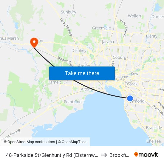 48-Parkside St/Glenhuntly Rd (Elsternwick) to Brookfield map