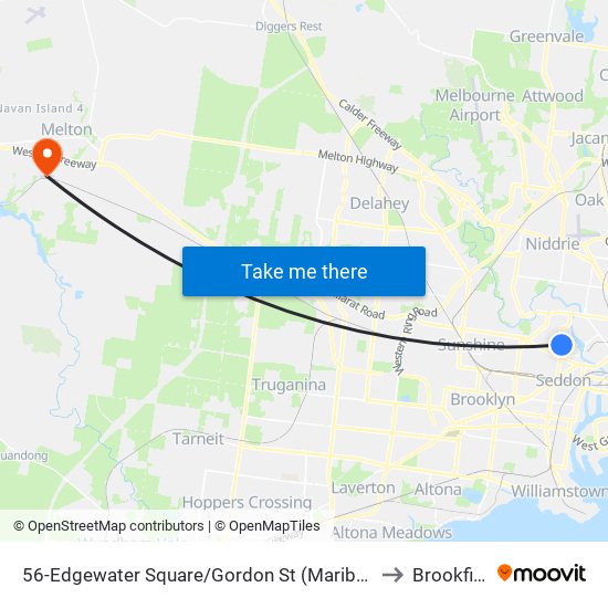 56-Edgewater Square/Gordon St (Maribyrnong) to Brookfield map