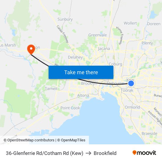 36-Glenferrie Rd/Cotham Rd (Kew) to Brookfield map