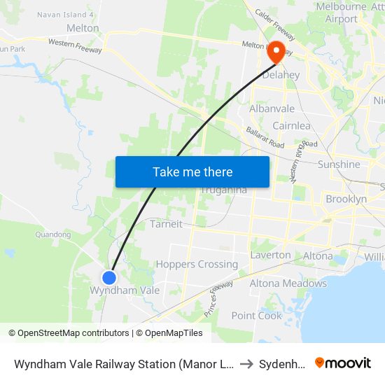 Wyndham Vale Railway Station (Manor Lakes) to Sydenham map