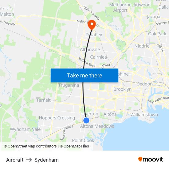 Aircraft to Sydenham map