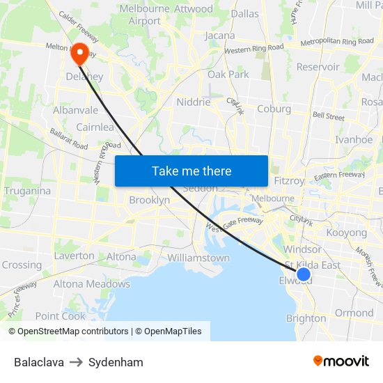 Balaclava to Sydenham map