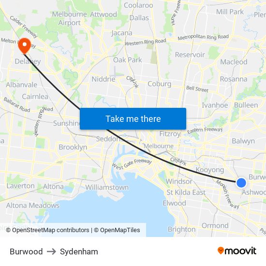 Burwood to Sydenham map