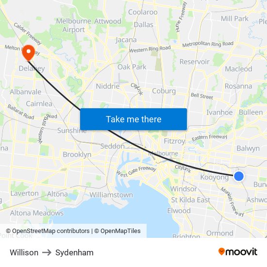 Willison to Sydenham map