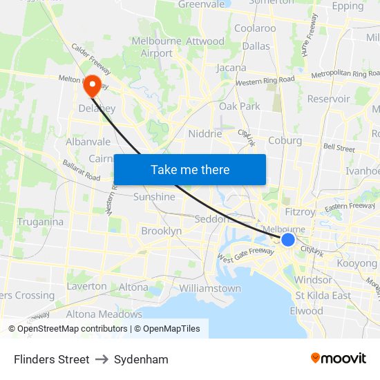 Flinders Street to Sydenham map