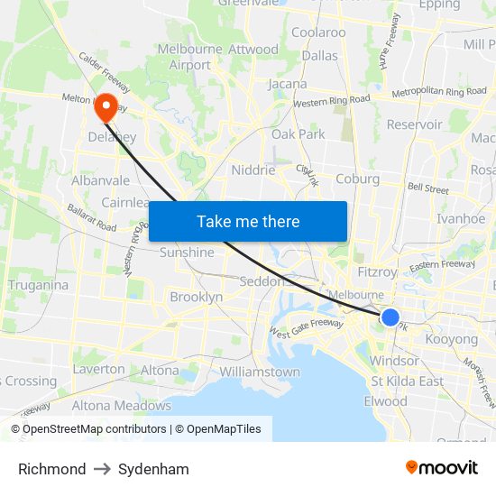 Richmond to Sydenham map