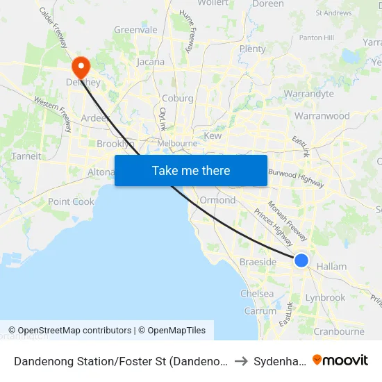 Dandenong Station/Foster St to Sydenham map