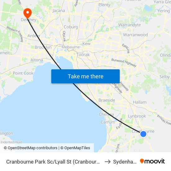 Cranbourne Park Sc/Lyall St (Cranbourne) to Sydenham map