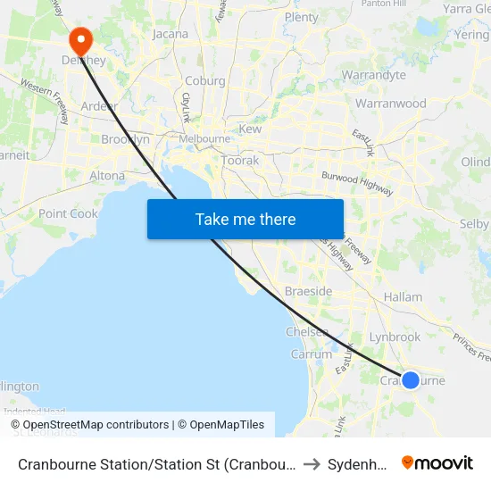 Cranbourne Station/Station St to Sydenham map