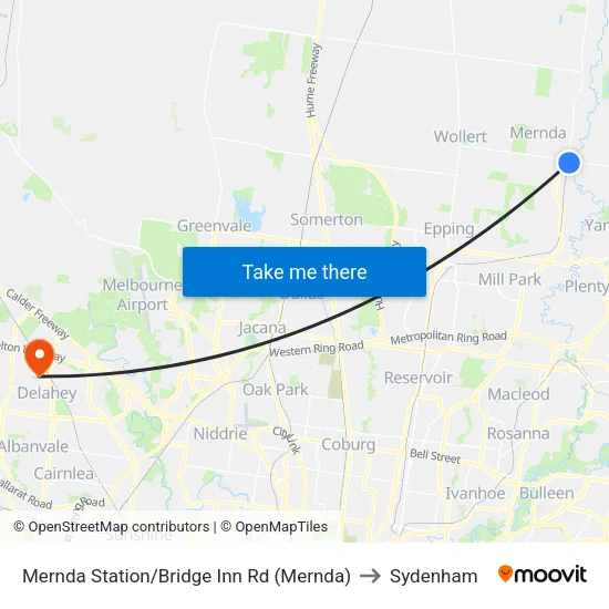 Mernda Station/Bridge Inn Rd to Sydenham map