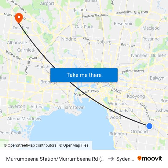 Murrumbeena Station/Murrumbeena Rd (Murrumbeena) to Sydenham map