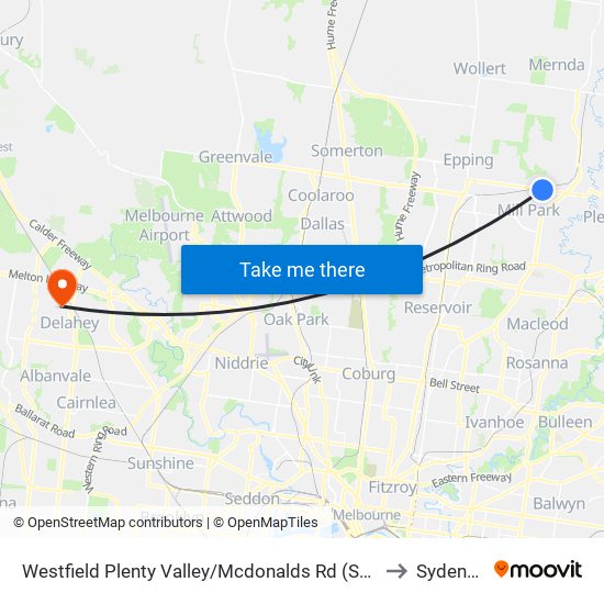 Westfield Plenty Valley/Mcdonalds Rd (South Morang) to Sydenham map