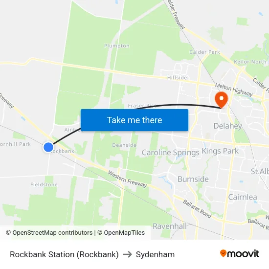 Rockbank Station to Sydenham map