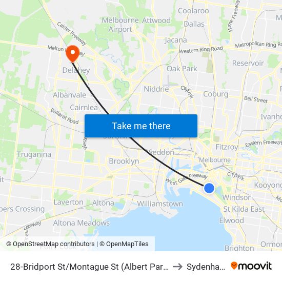 28-Bridport St/Montague St (Albert Park) to Sydenham map