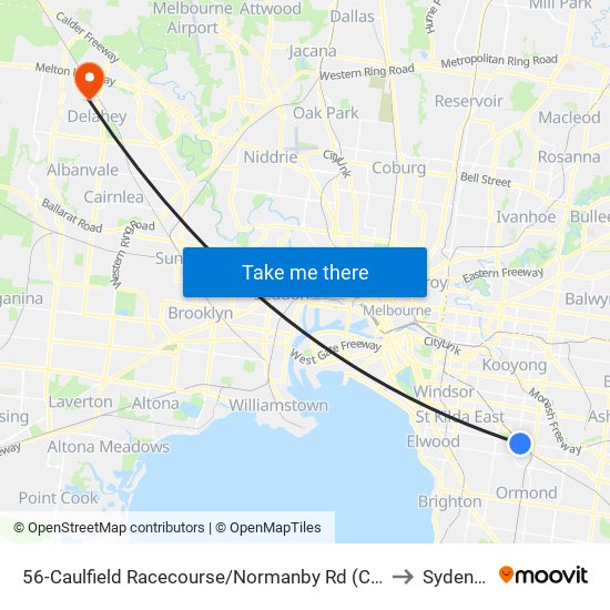 56-Caulfield Racecourse/Normanby Rd (Caulfield North) to Sydenham map