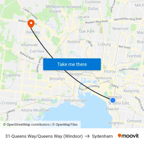 Queens Way/Queens Way #31 to Sydenham map