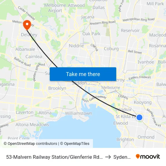 Malvern Railway Station/Glenferrie Rd #53 to Sydenham map