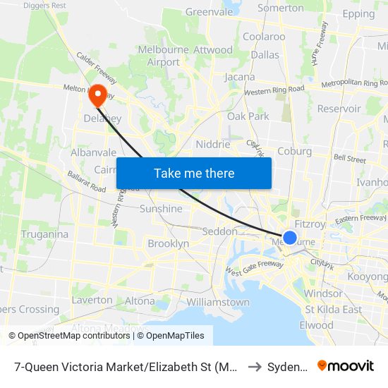 7-Queen Victoria Market/Elizabeth St (Melbourne City) to Sydenham map