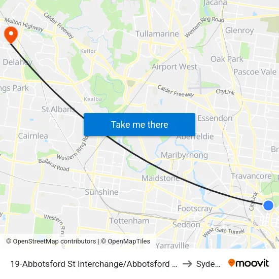 Abbotsford St Interchange/Abbotsford St #19 to Sydenham map