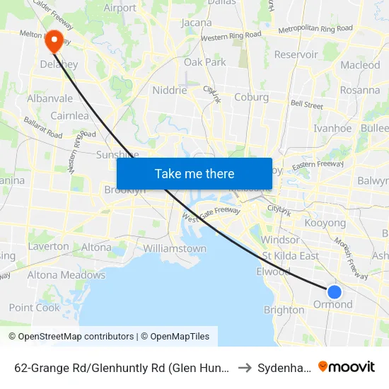 Grange Rd/Glenhuntly Rd #62 to Sydenham map