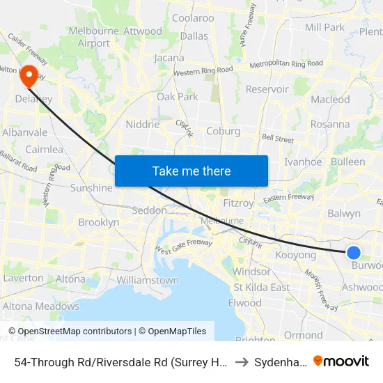 Through Rd/Riversdale Rd #54 to Sydenham map