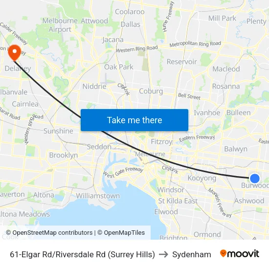 Elgar Rd/Riversdale Rd #61 to Sydenham map