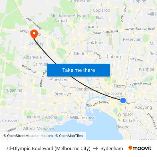 7d-Olympic Boulevard (Melbourne City) to Sydenham map