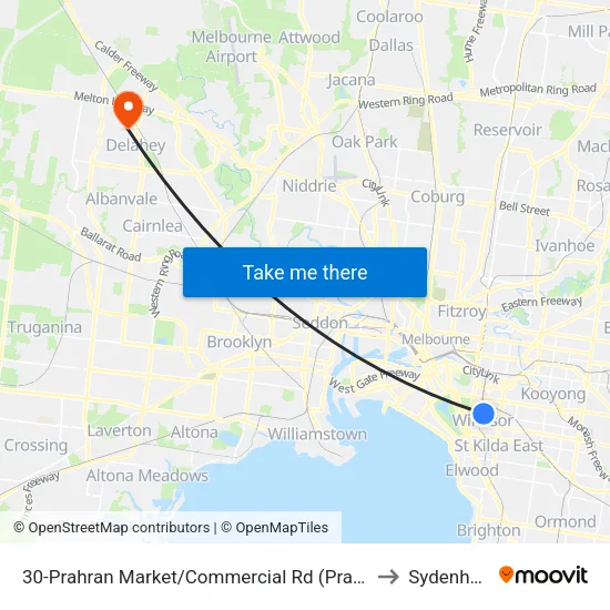 Prahran Market/Commercial Rd #30 to Sydenham map