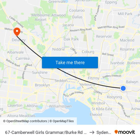 67-Camberwell Girls Grammar/Burke Rd (Canterbury) to Sydenham map