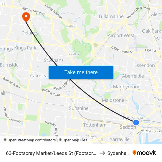 Footscray Market/Leeds St #63 to Sydenham map