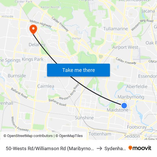 50-Wests Rd/Williamson Rd (Maribyrnong) to Sydenham map