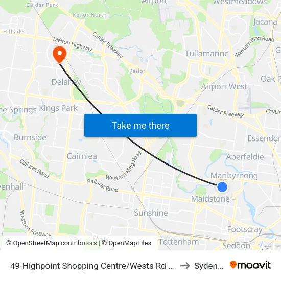 Highpoint Shopping Centre/Wests Rd #49 to Sydenham map